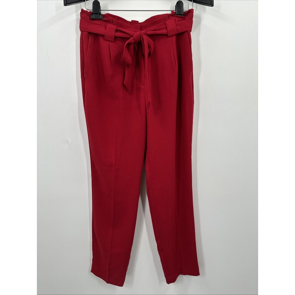 Express Pants 8 Women Paper Bag Tie Red Ankle High Waist Ankle Business Casual